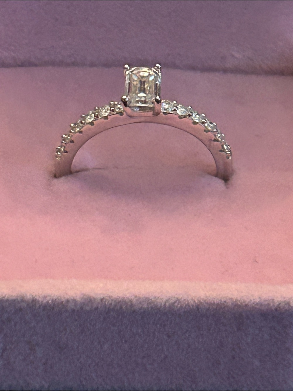 1.00CTW Emerald-Cut Genuine Moissanite ๐ Gem Ring w/Accents 925 Sterling Silver - Picture 2 of 12